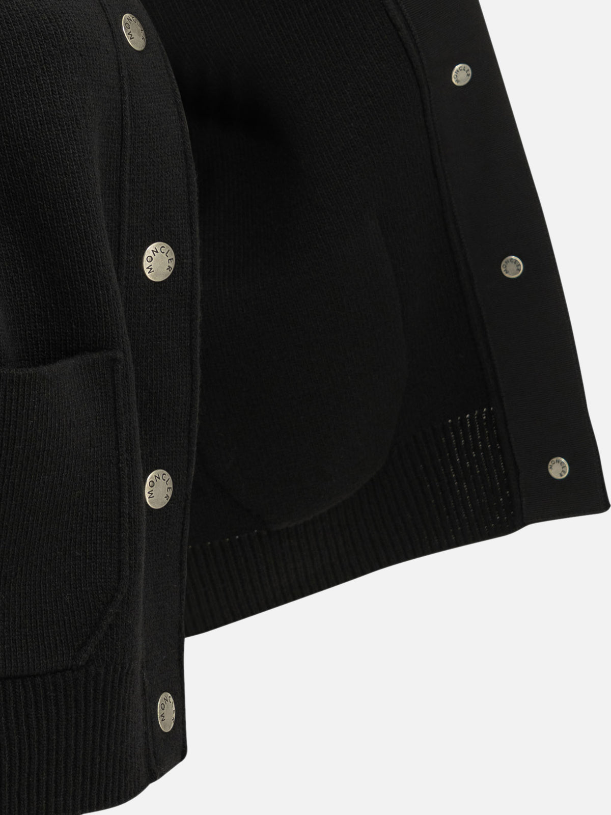 Moncler Wool Cardigan with Logo Black