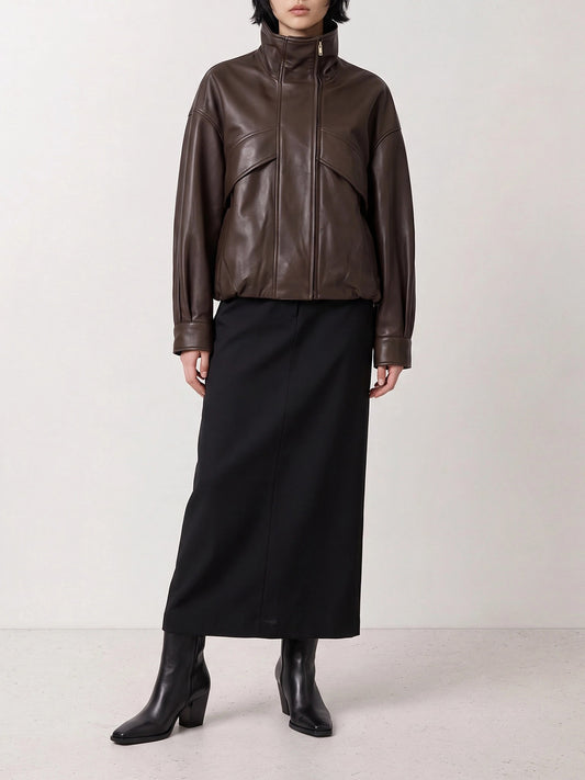 Leather jackets Solid colour Brown - Nour Hammour Women | PLP | VIETTI Online Store | 2