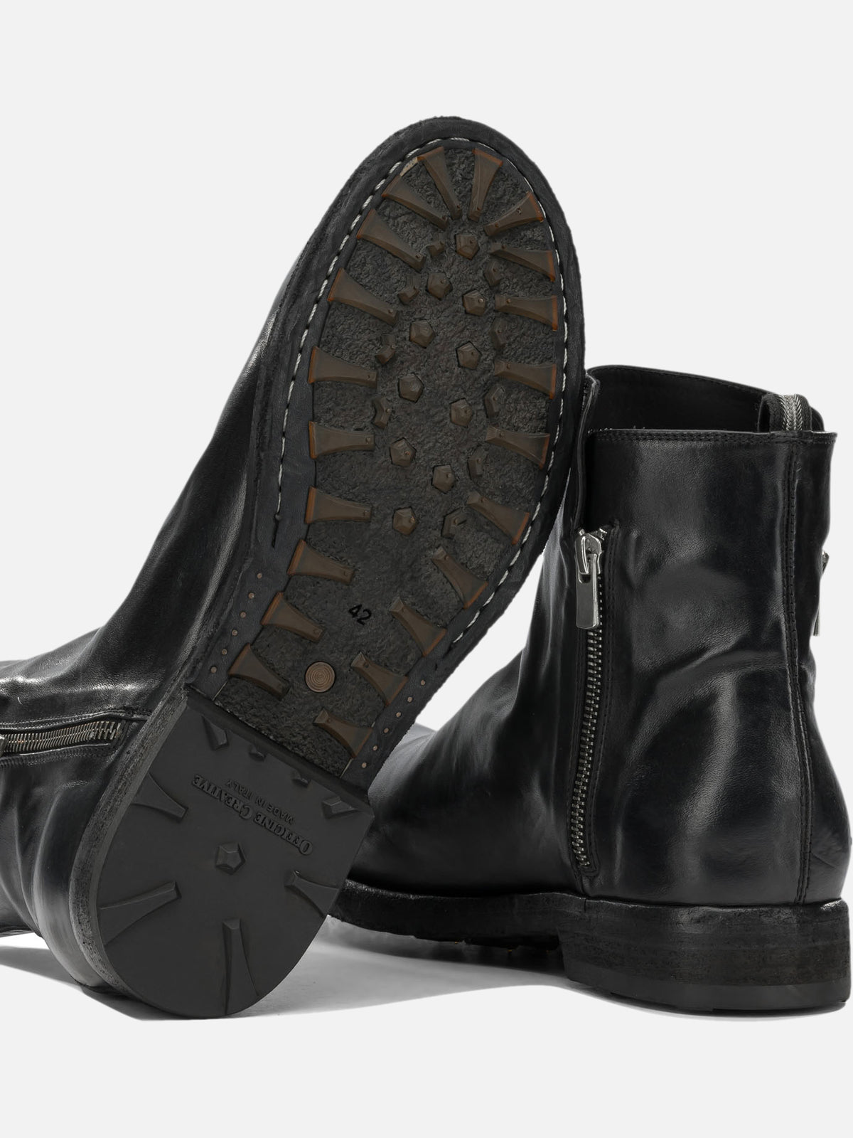 Officine Creative "Bulla DD" Ankle Boots with Zipper Black