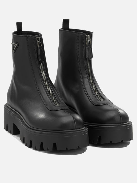 Zipped boots 100% calf leather Black - Prada Women | PDP | VIETTI Online Store | 2