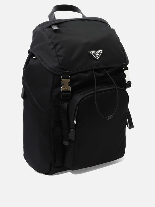 Classic backpacks 100% recycled polyamide - Other fabric: 100% calf leather Black - Prada Men | PLP | VIETTI Online Store | 2