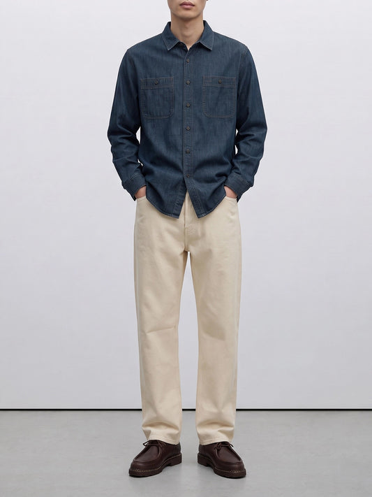Casual shirts Solid colour Blue - RRL by Ralph Lauren Men | PDP | VIETTI Online Store | 2