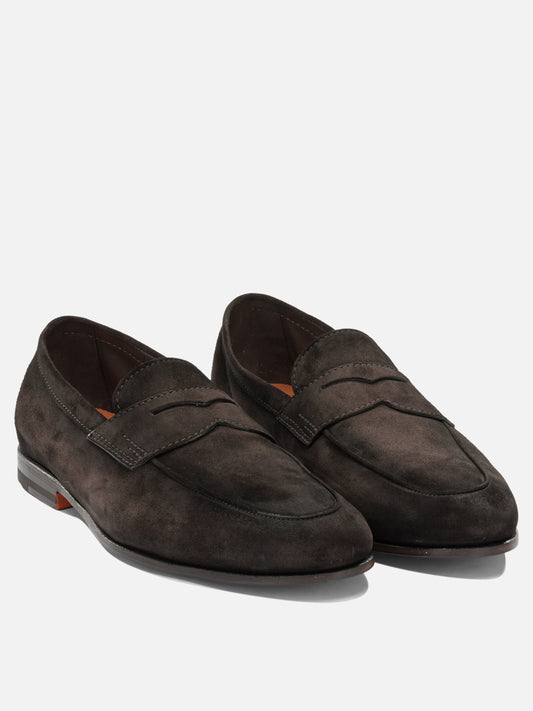 Loafers 100% suede leather - 100% leather Brown - Santoni Men | PDP | VIETTI Online Store | 2