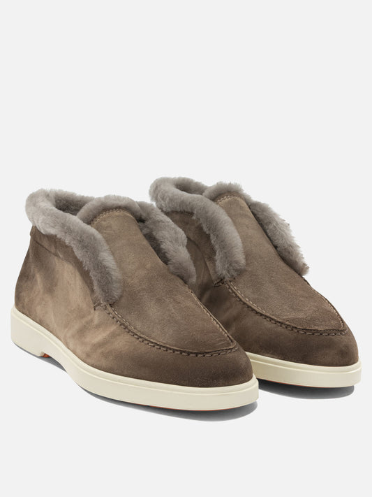Loafers 100% suede leather - 100% rubber Brown - Santoni Women | PLP | VIETTI Online Store | 2