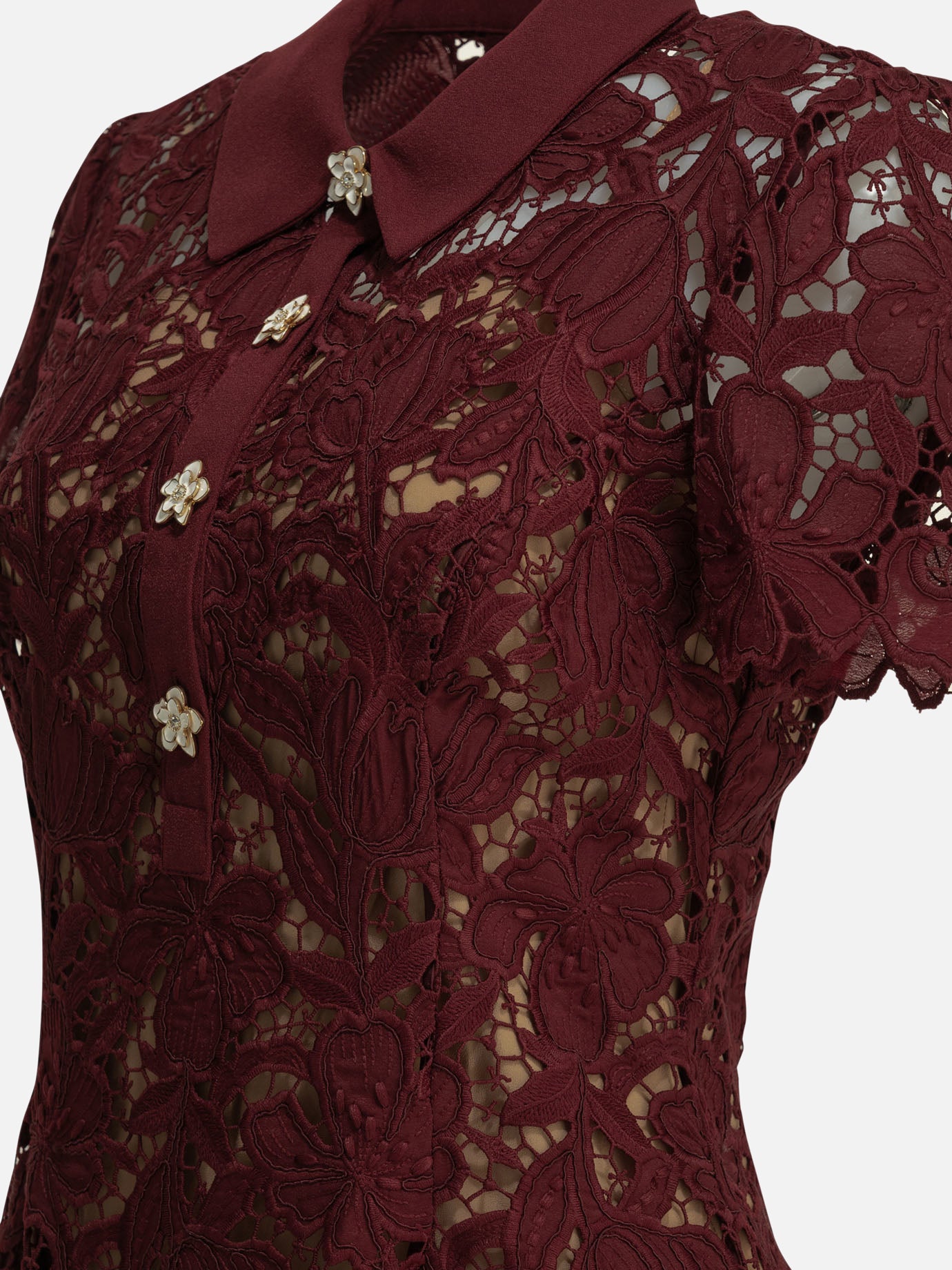Mini dresses Embroidered Bordeaux - Self-portrait Women | PDP | VIETTI Online Store | Zoom-Modal_6