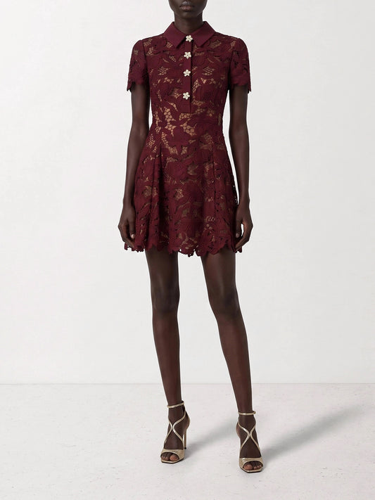 Mini dresses Embroidered Bordeaux - Self-portrait Women | PLP | VIETTI Online Store | 2