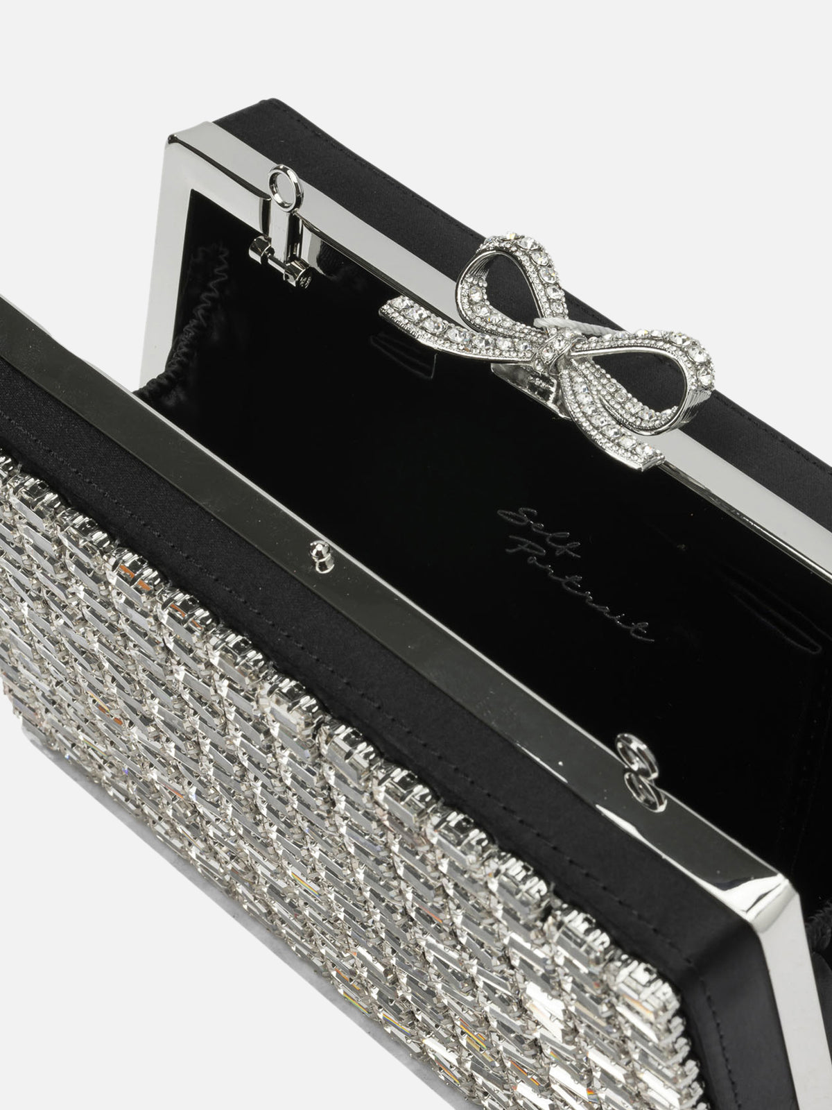 Self-portrait Crystal Clutch Bag Silver