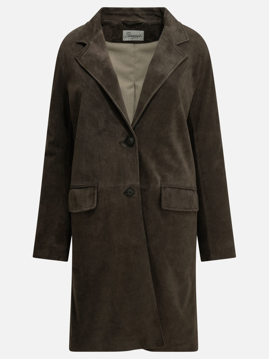 Semper Padded suede jacket Brown