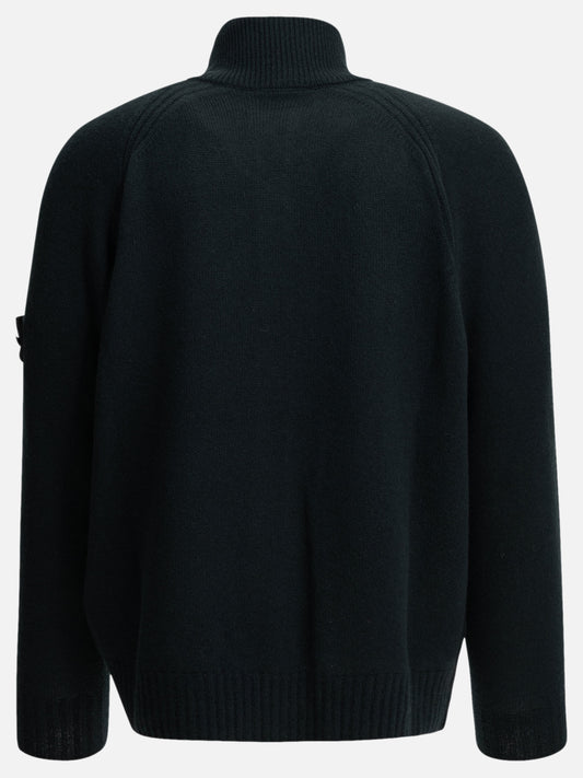 Stone Island Cashmere Cardigan with Logo Blue