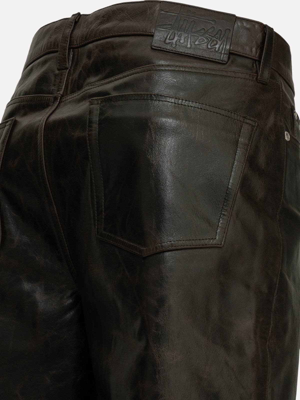 Stüssy Casual leather pants Brown