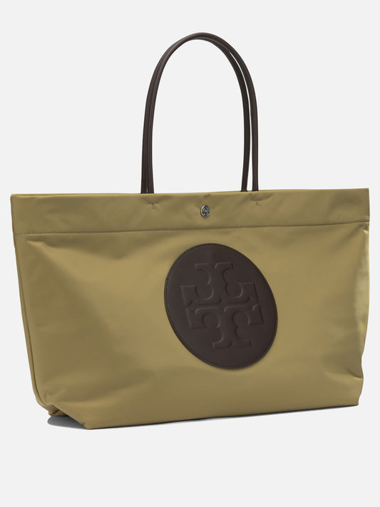 Tory Burch "Ella Twist" Large Shoulder Bag Beige