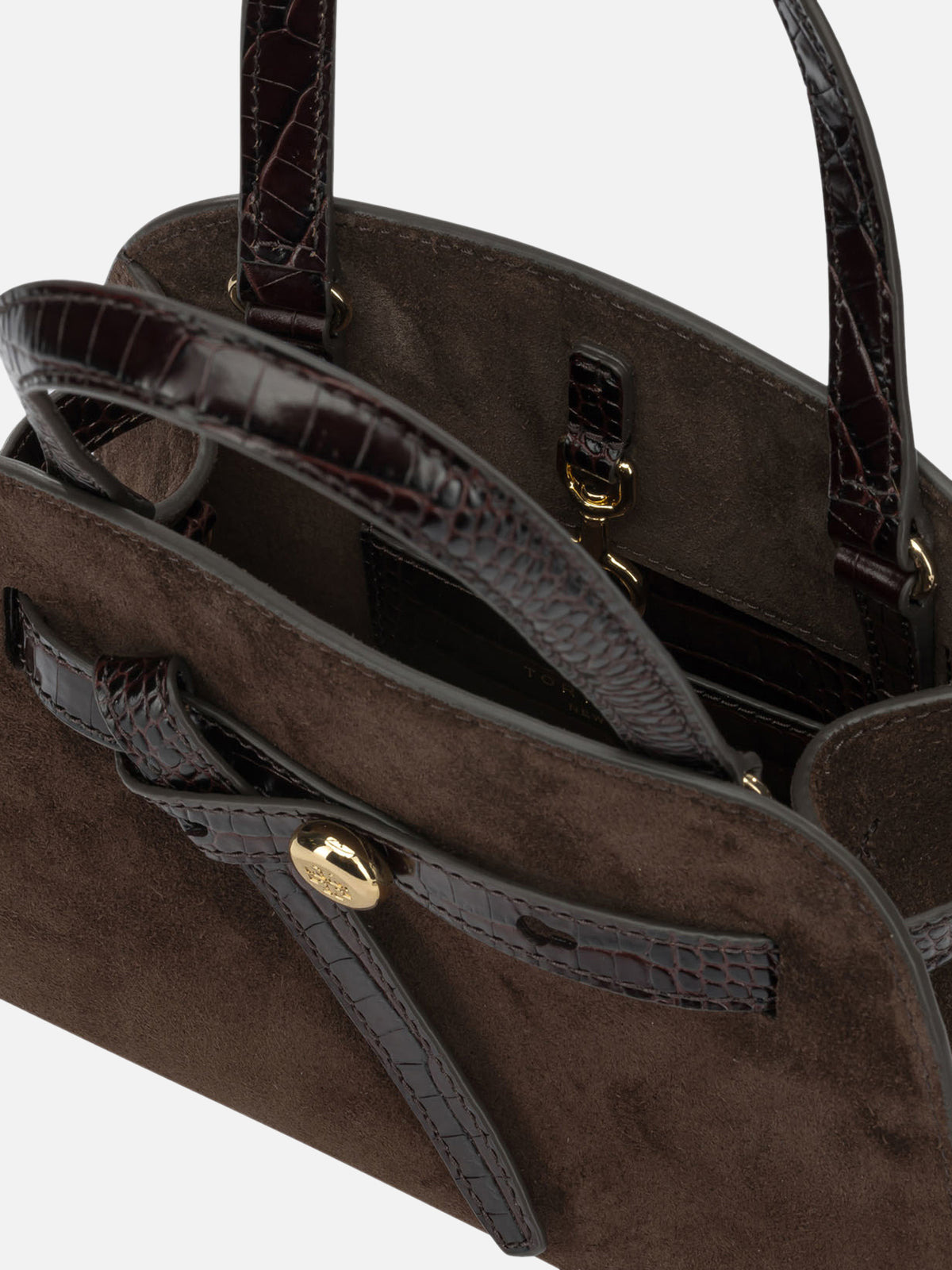 Tory Burch "Romy Bauletto" Small Handbag Brown