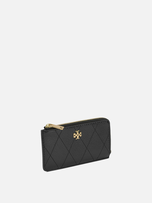 Tory Burch "Charlie Quilted" Card Holder Black