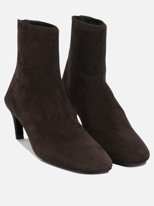 Toteme Suede ankle boots with zippers Brown