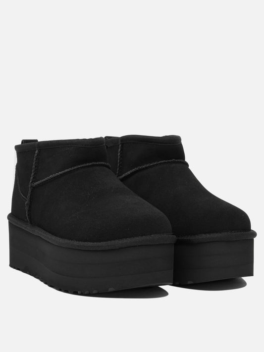 Ugg "Classic Ultra Mini Platform" Pull-On Ankle Boots Black
