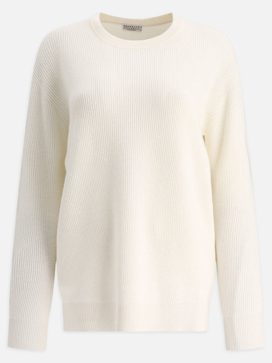 Cashmere English rib sweater with monili
