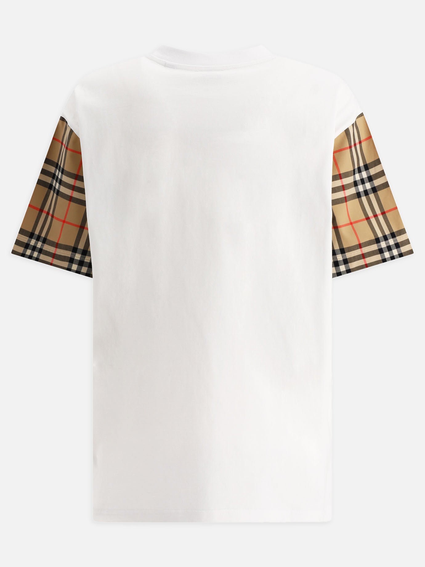 T-shirt with check sleeves