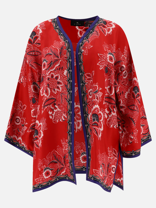 Silk jacket with floral print