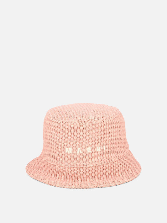 Cappello bucket in tessuto effetto rafia