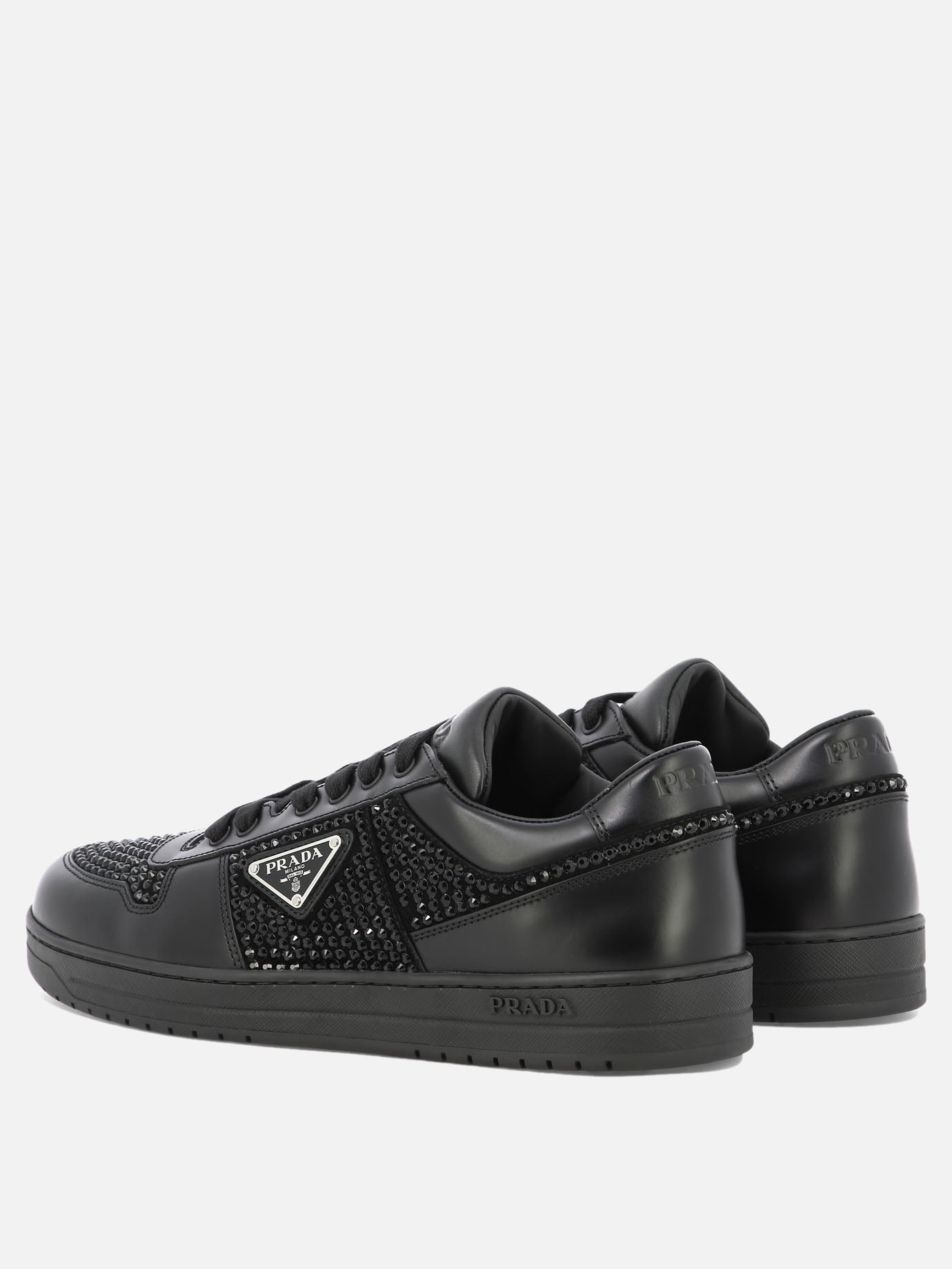 Leather sneakers with crystals
