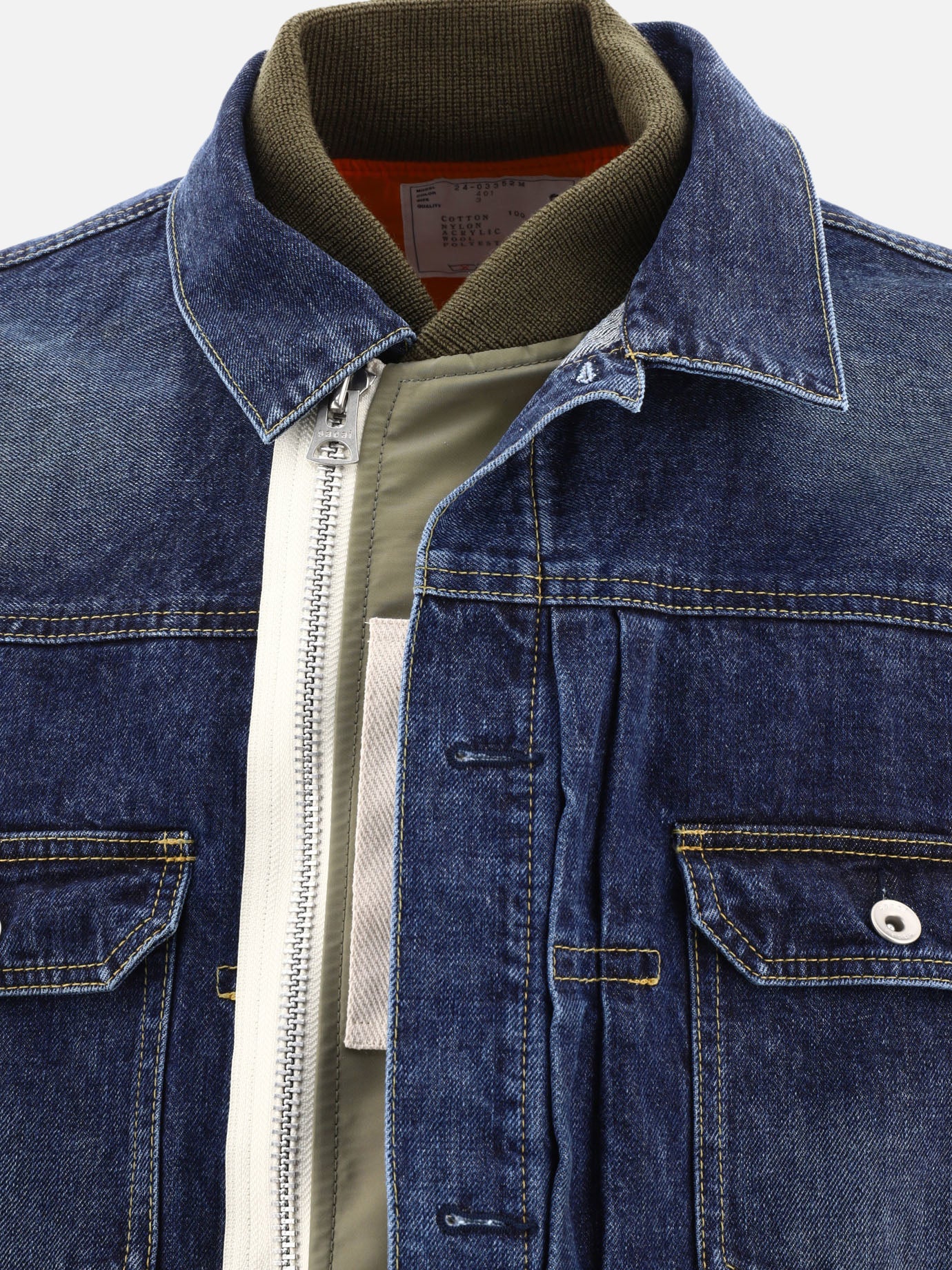 Denim jacket with nylon inserts