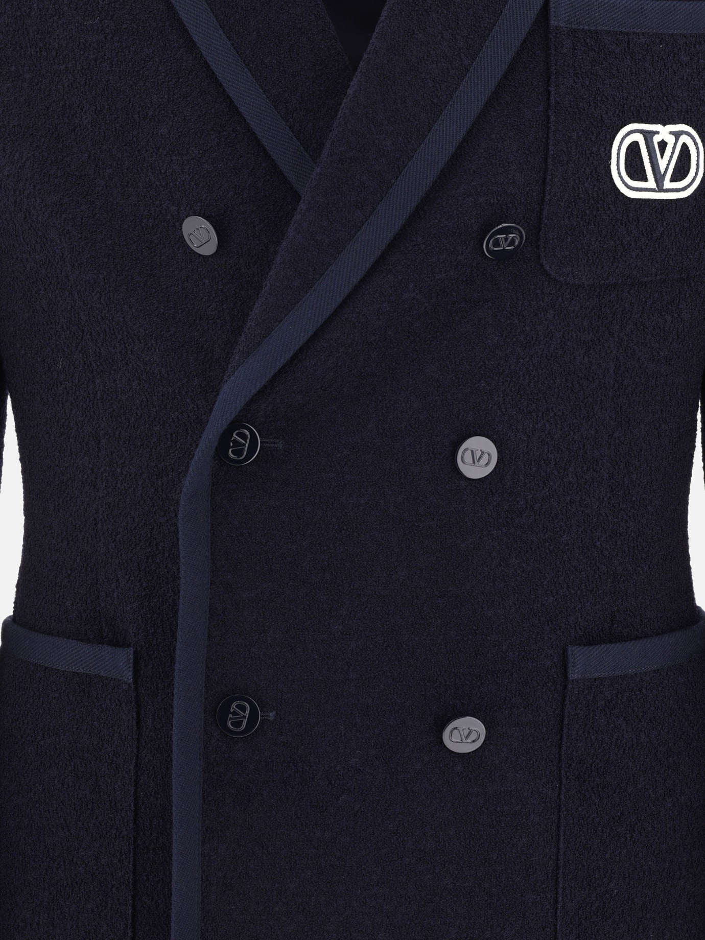 Bouclé wool blazer with VLogo Signature embroidery
