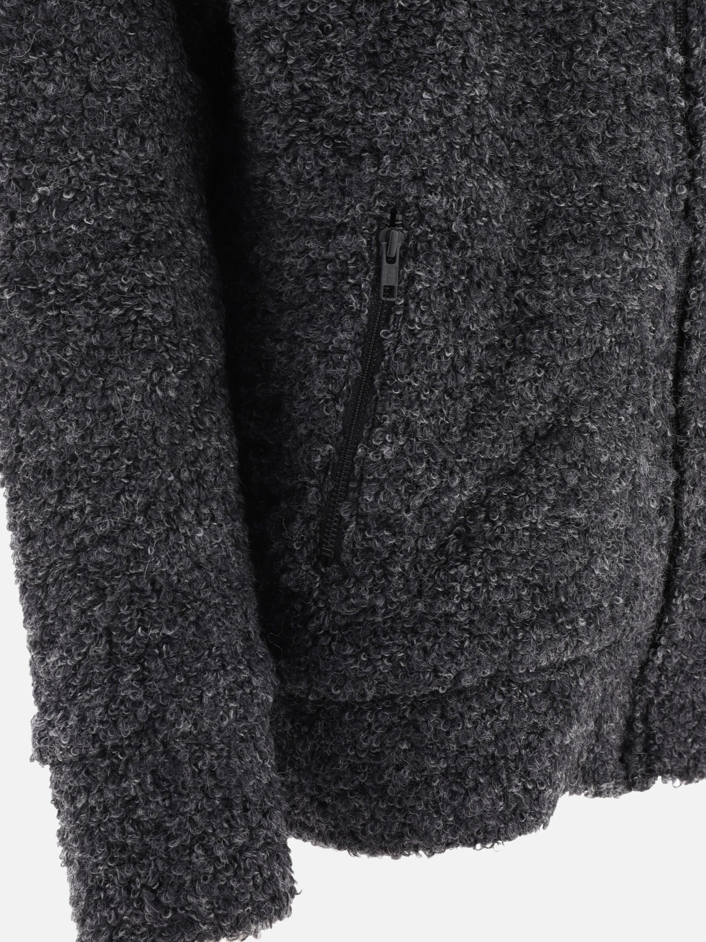 Textured drawstring zipped hoodie
