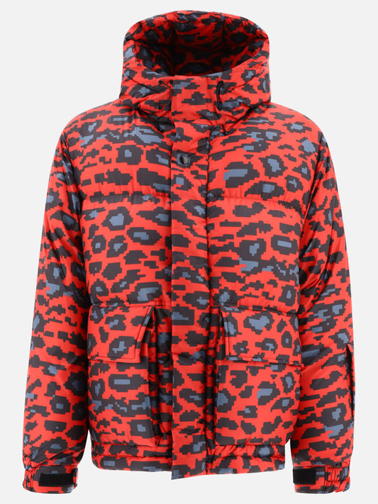 Down jacket with pixel print