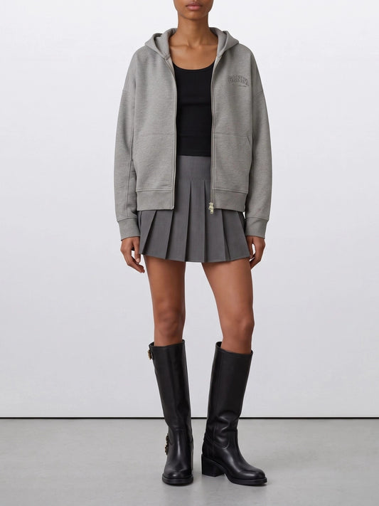 Ganni Sweatshirt with zipper and logo Grey

