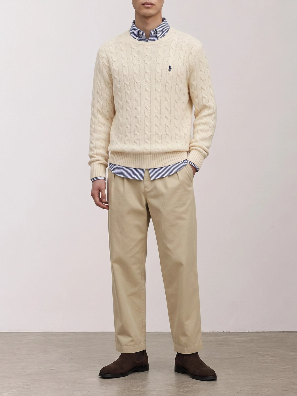 Polo Ralph Lauren Wool and cashmere crewneck sweater with logo White - VIETTI