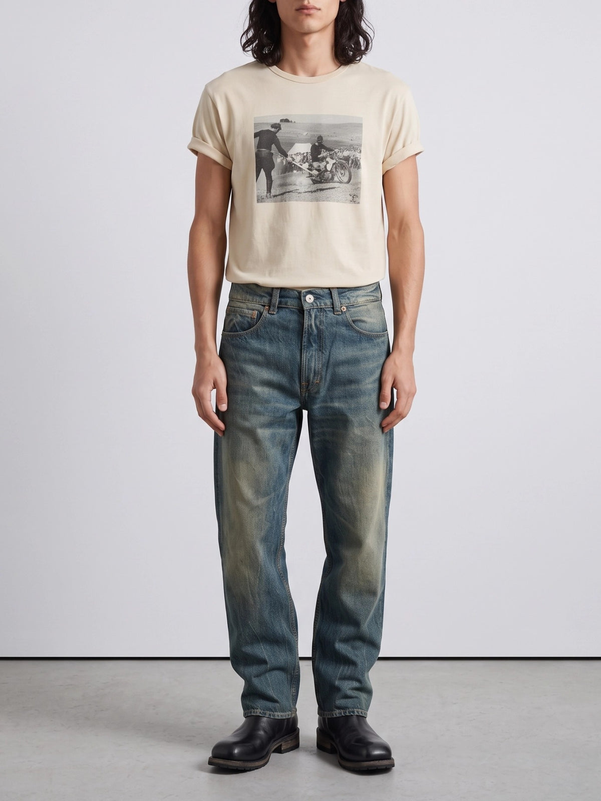 RRL by Ralph Lauren Printed crew-neck T-shirt Beige - VIETTI