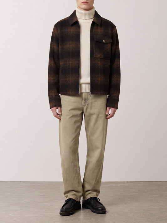 Moncler Checkered Overshirt Jacket with Logo Blue

