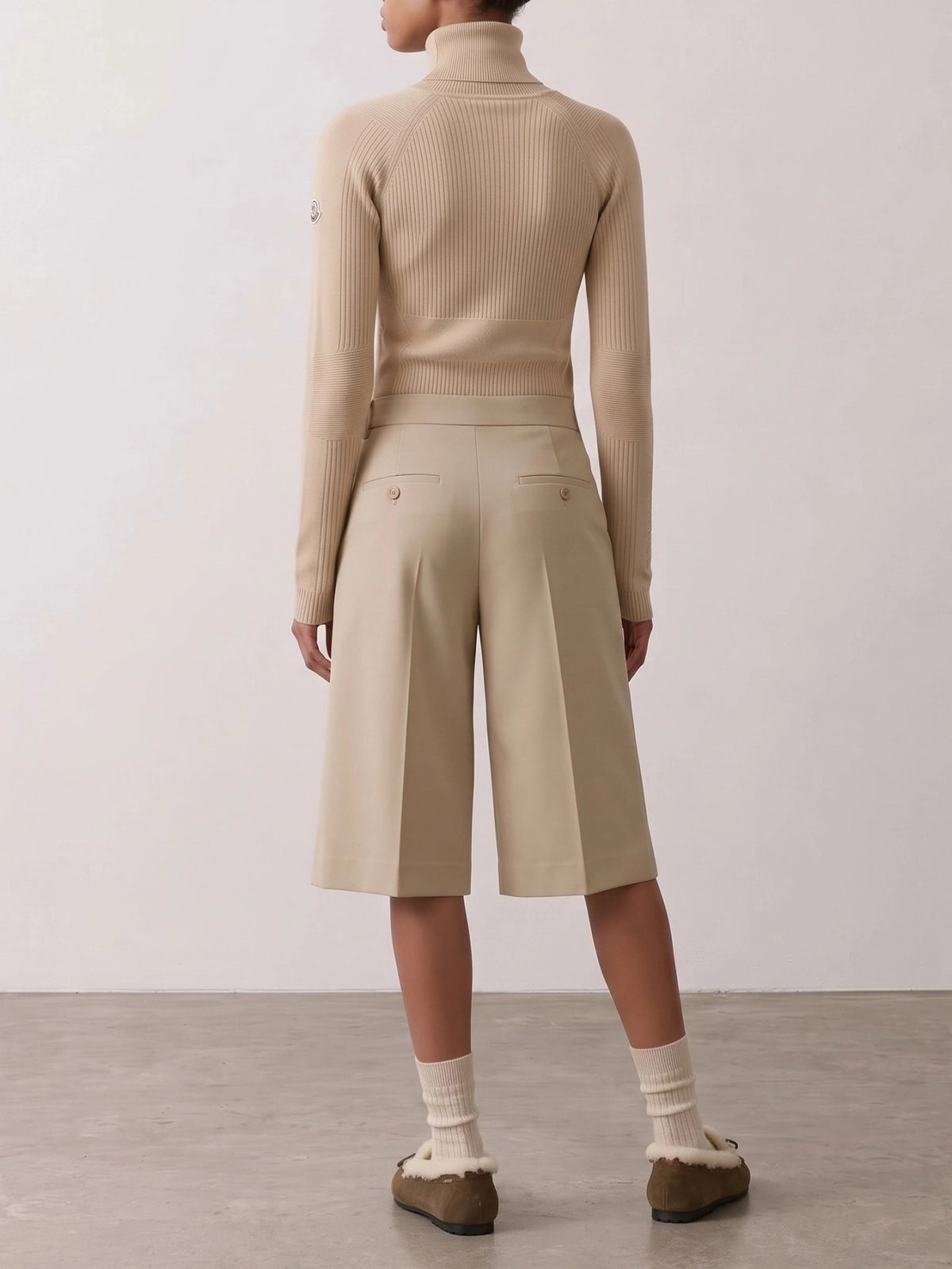 Moncler Grenoble Maglione dolcevita con logo Beige - VIETTI