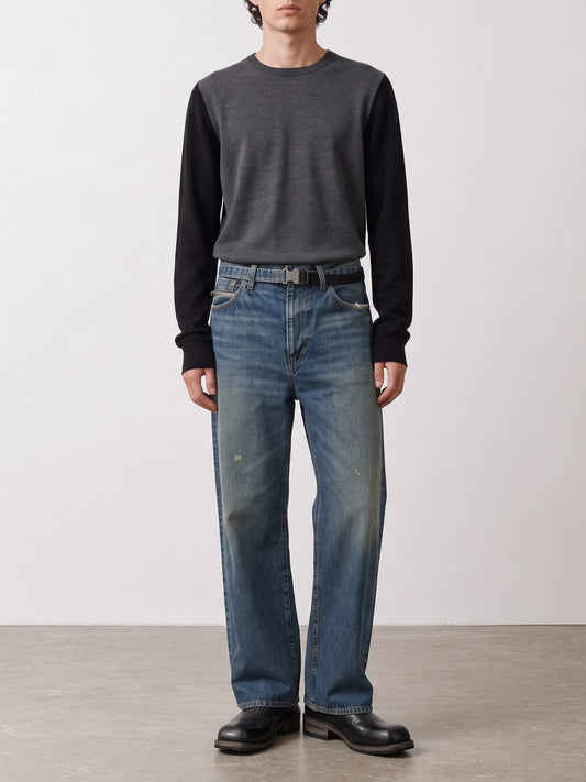 Sacai "BEYONDEXX" Wide-Leg Jeans Blue

