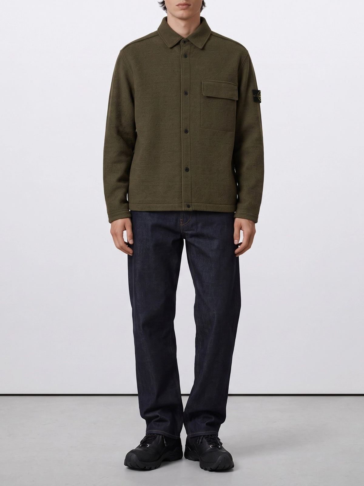 Stone Island "Micro Bouclé" Overshirt Jacket Green - VIETTI