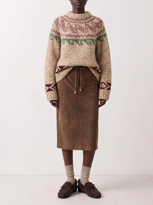Moncler Grenoble Crew-neck sweater with logo Beige

