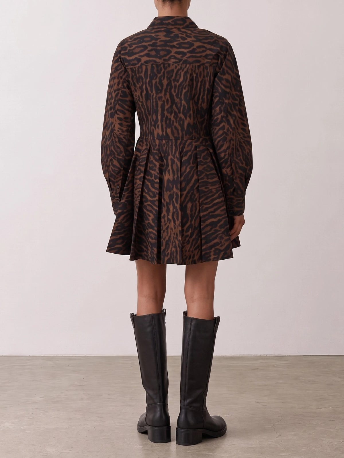 Ganni "Leopard" Short Dress Brown - VIETTI