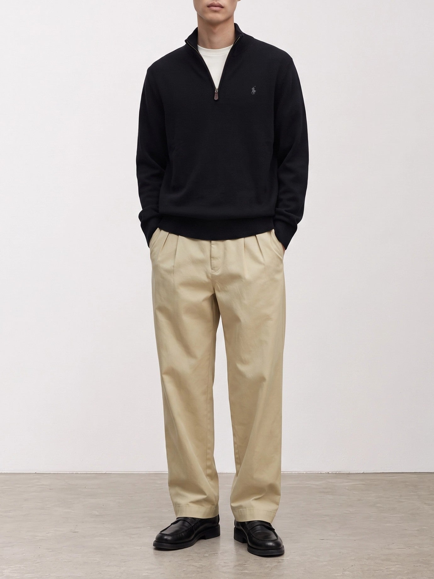 Polo Ralph Lauren Wool Sweater with a Half-Zip 710876756002 Black