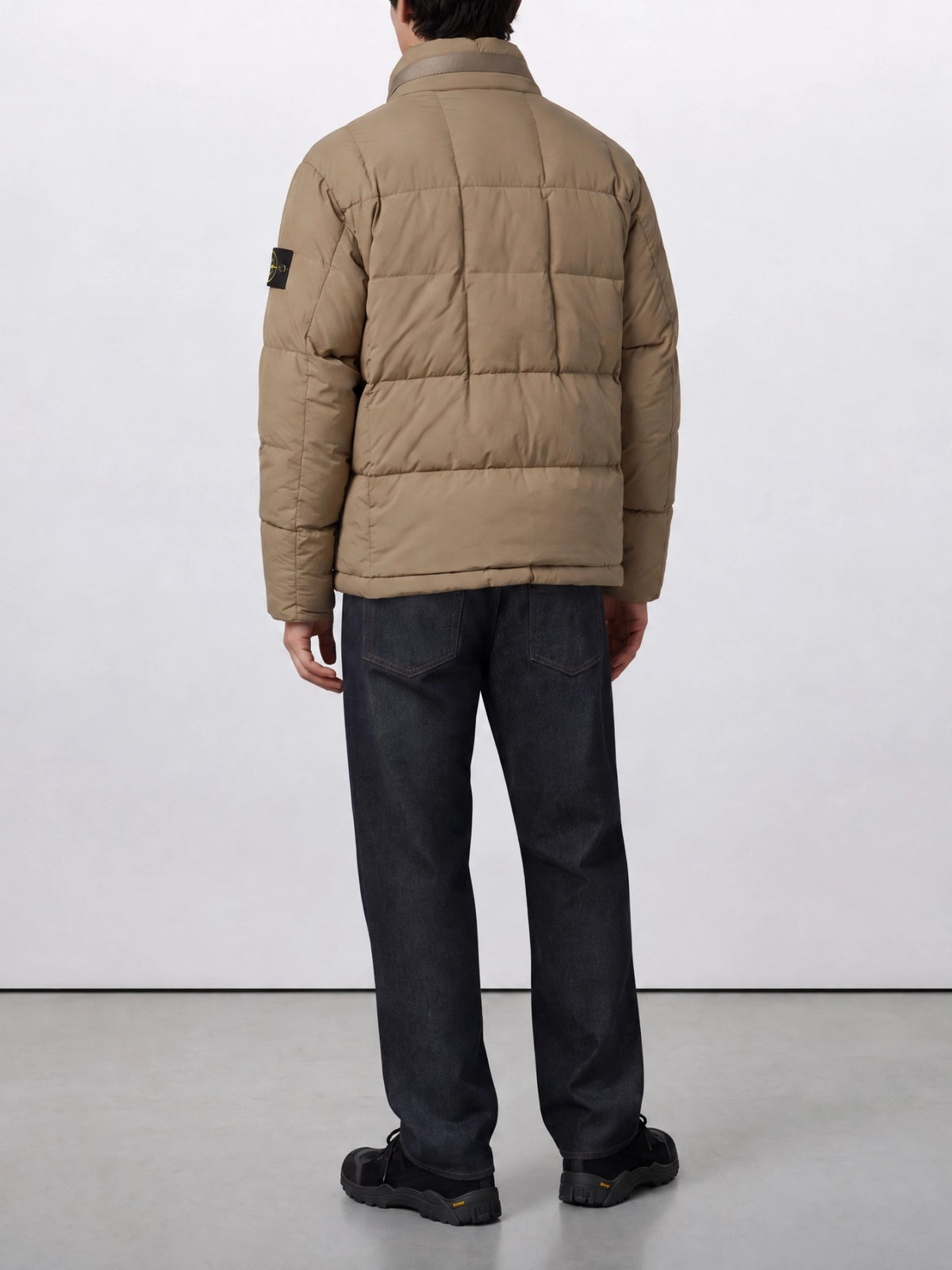 Stone Island Short down jacket with logo Beige - VIETTI