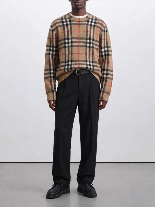 Burberry "Check" Crew-Neck Sweater Beige

