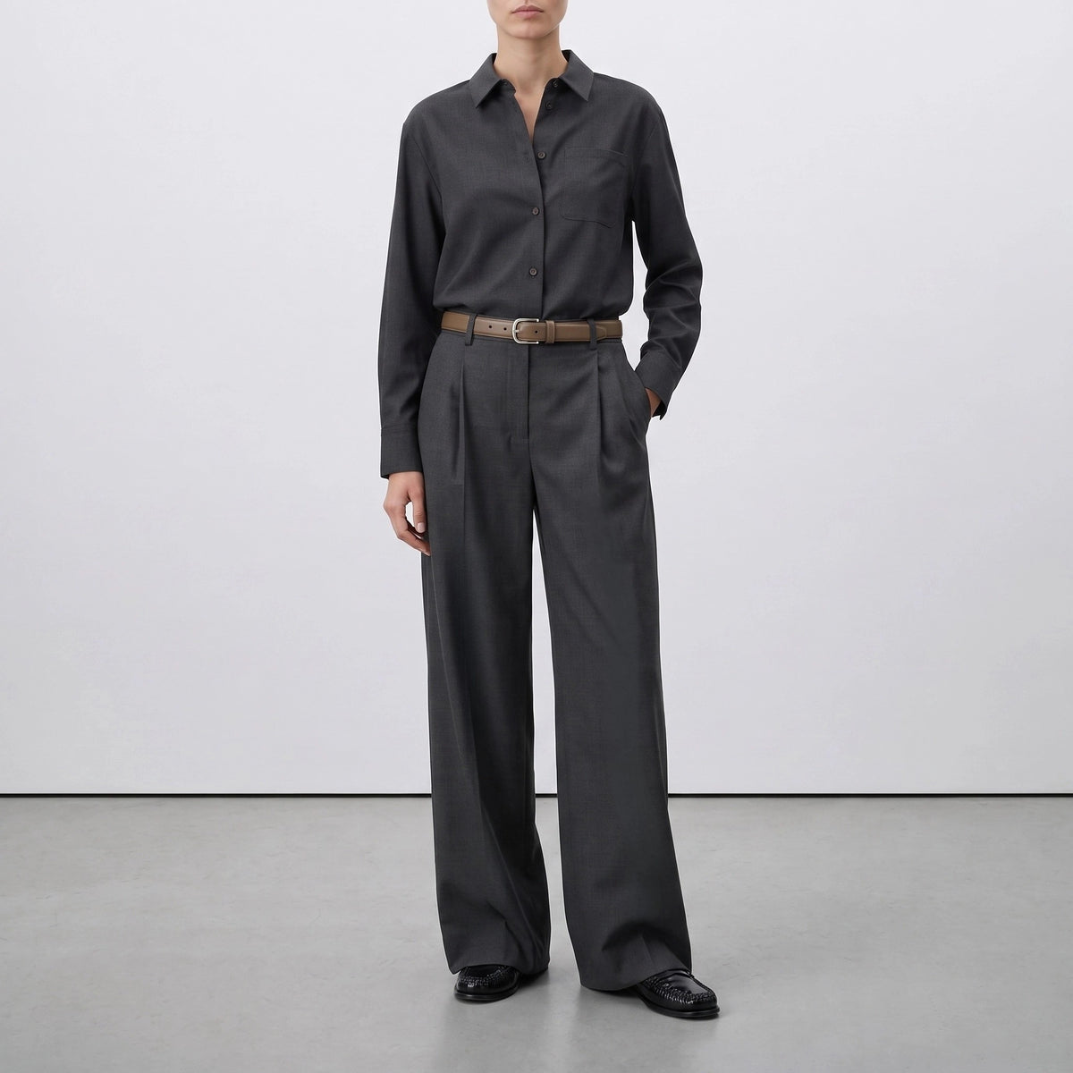 Max Mara S Casual shirt made of virgin wool Grey - VIETTI