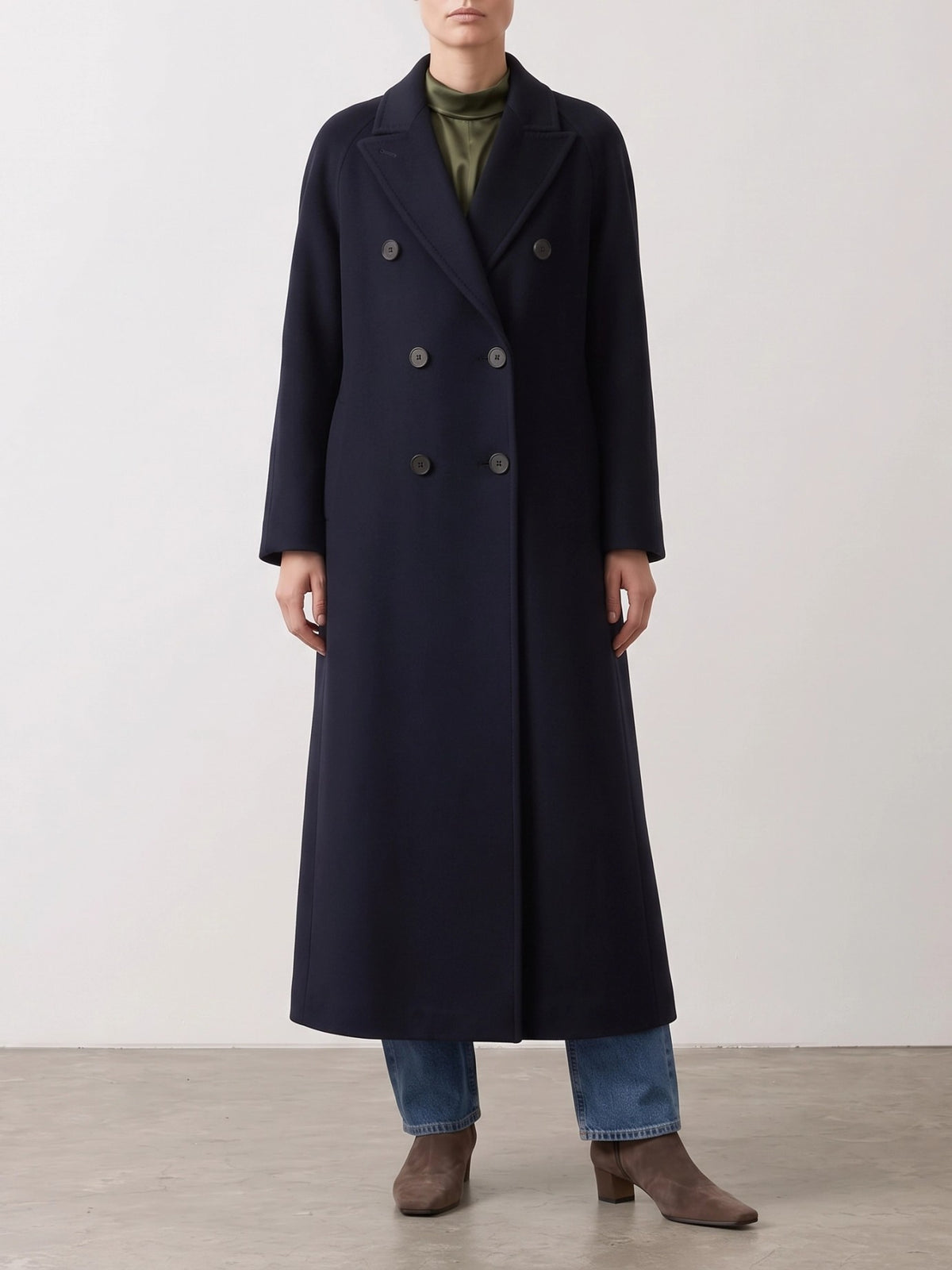 Max Mara Atelier Long double-breasted cashmere coat Blue - VIETTI