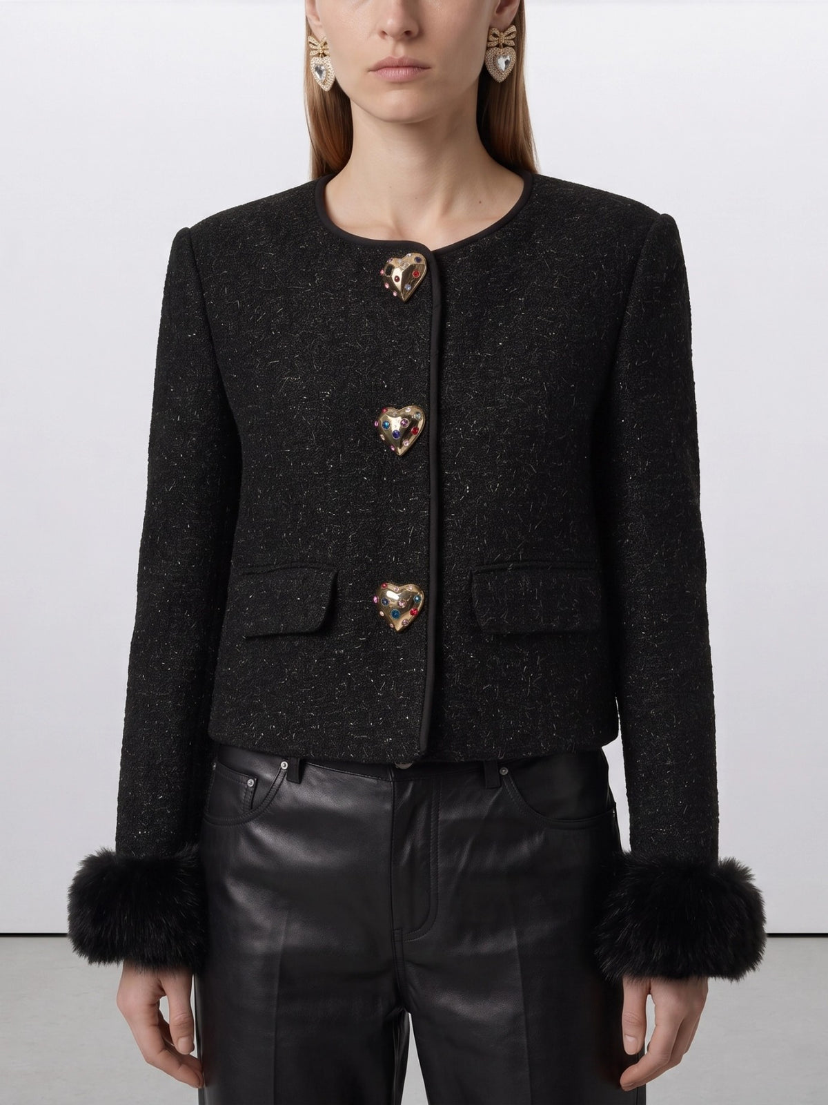 Self-portrait Bouclé blazer Black - VIETTI