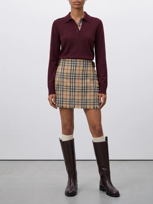 Burberry Wool Polo Sweater Bordeaux

