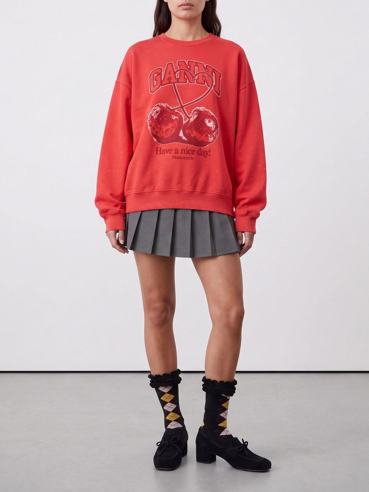 Ganni "Cherries" crewneck sweatshirt Red - VIETTI