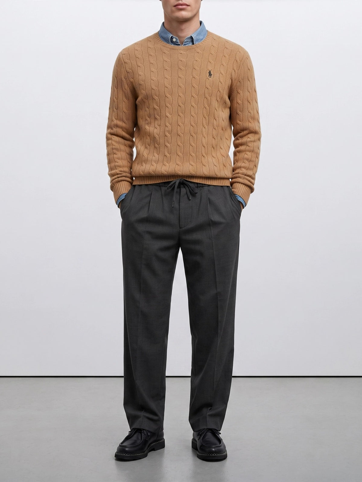 Polo Ralph Lauren Wool and cashmere crewneck sweater with logo Brown - VIETTI