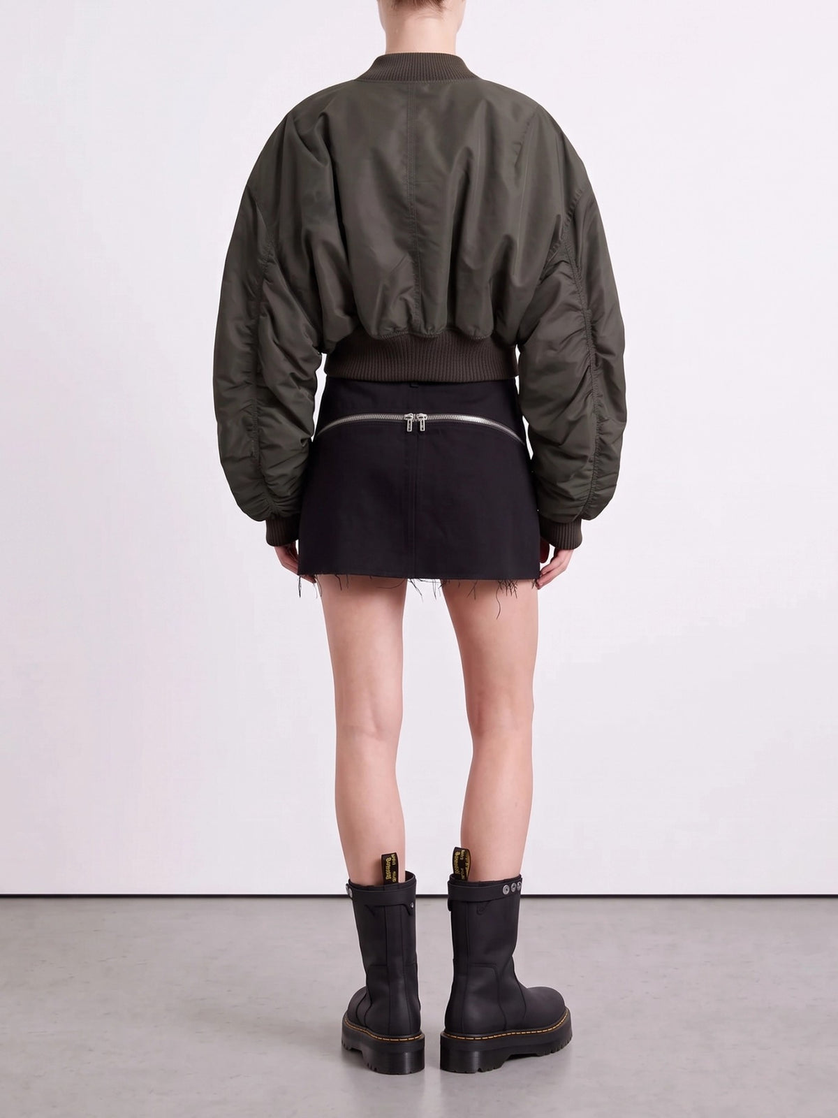 Rick Owens "Secchia Cropped Flight" Bomber Jacket Grey - VIETTI