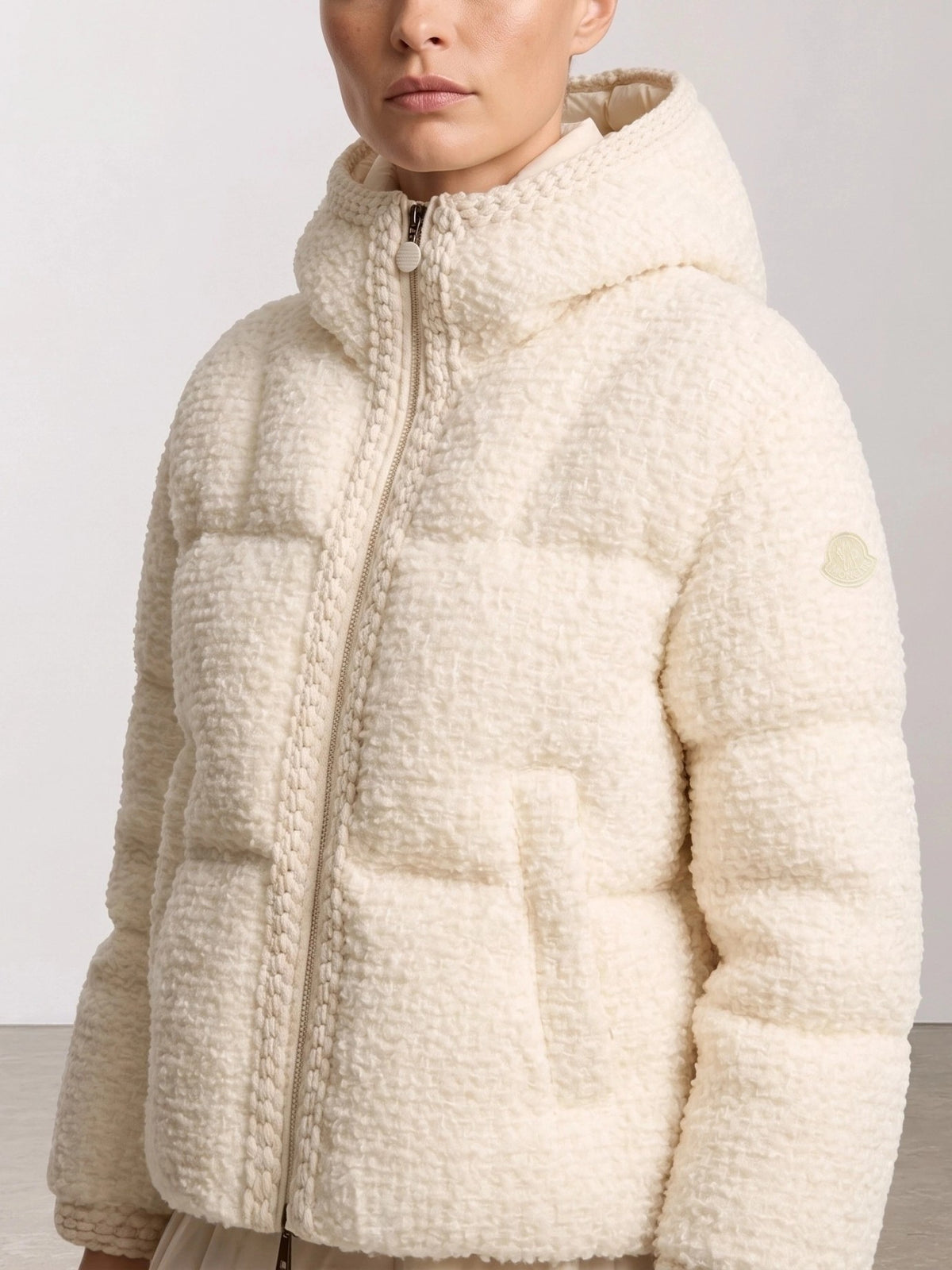 Moncler "Cristallin" Short Down Jacket White - VIETTI