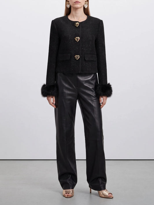 Self-portrait Bouclé blazer Black

