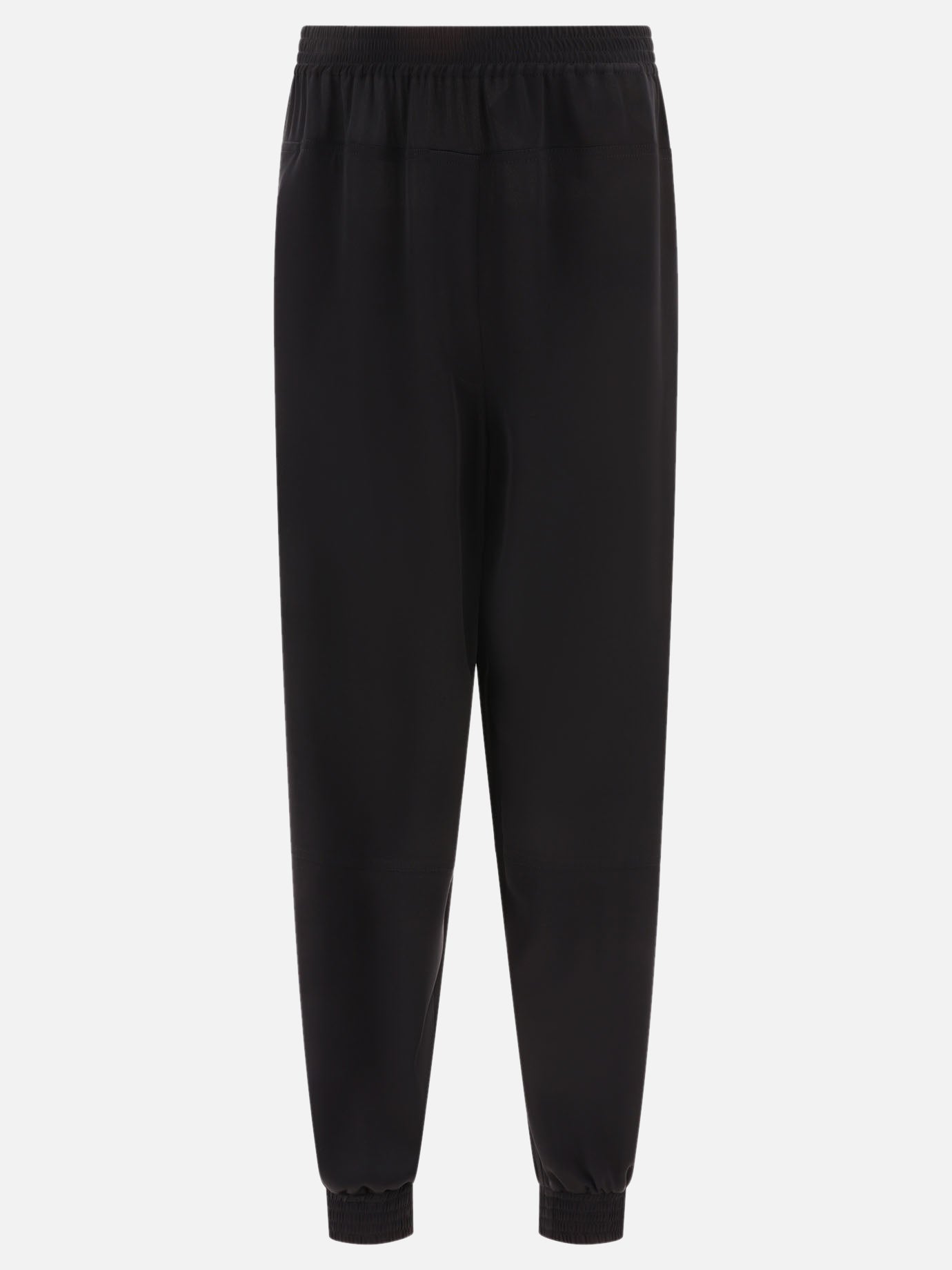 Elasticated trousers in crepe satin